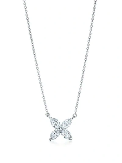 Shop Tiffany & Co Tiffany Victoria Diamond Large Pendant Necklace In Metallic