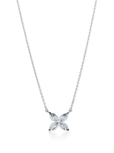 Shop Tiffany & Co Tiffany Victoria Diamond Large Pendant Necklace In Metallic