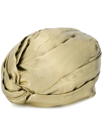 Shop Gucci Metallic Turban In Gold