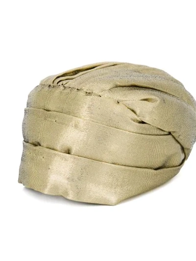 Shop Gucci Metallic Turban In Gold