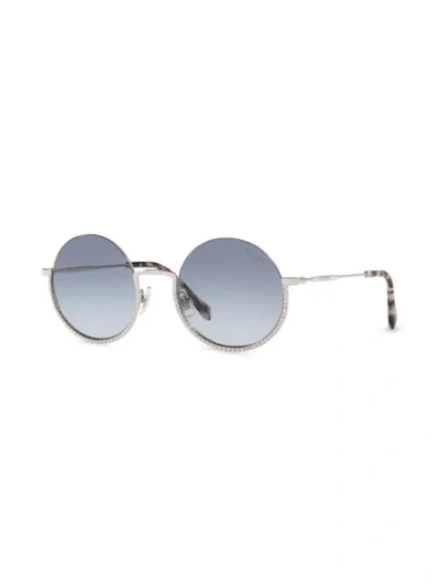 Shop Miu Miu Société Round Sunglasses In Silver