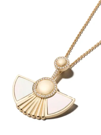 Shop Fairfax & Roberts 18kt Yellow Gold Cleopatra Diamond And Mother-of-pearl Pendant Necklace