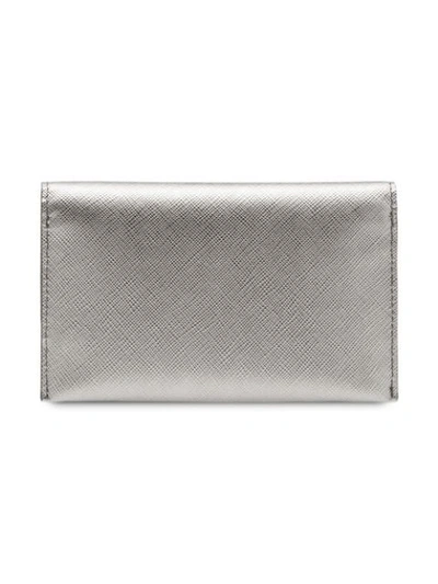 Shop Prada Leather Card Holder - Silver