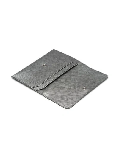 Shop Prada Leather Card Holder - Silver
