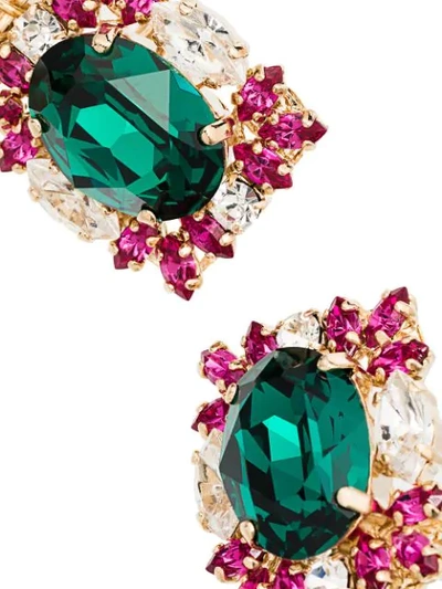 ANTON HEUNIS CRYSTAL CLUSTER PEARL-DROP EARRINGS - MULTICOLOURED