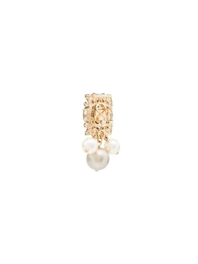 Shop Anton Heunis Crystal Cluster Pearl-drop Earrings In Multicoloured
