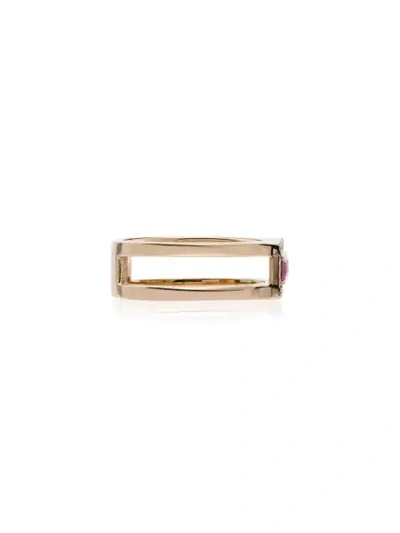 Shop Mateo 14kt Gold Rainbow Sapphire Bar Ring In Multicoloured