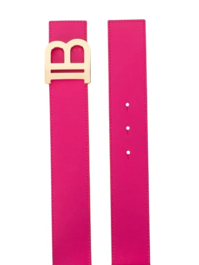 Shop Balmain Logo Reversible Belt In Pink