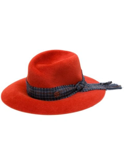 Shop Maison Michel Fedora Hat In Red