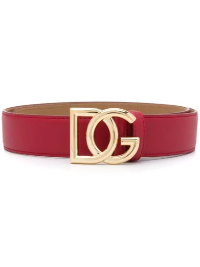 Shop Dolce & Gabbana Dg Buckle Belt In Red