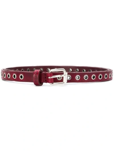 Shop Diesel Buckle Embellished Narrow Belt - Red