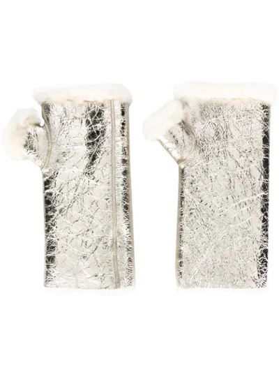 Yves Salomon Metallic Lamb Skin Gloves In Gold