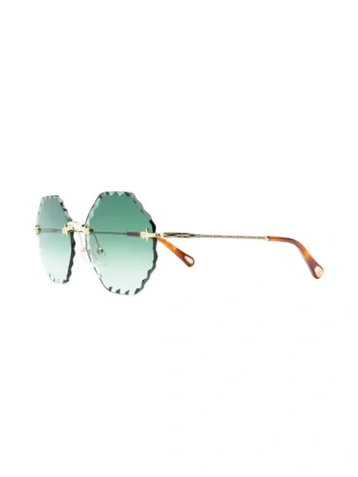 Shop Chloé Eyewear Bevelled Edge Round Frame Sunglasses - Brown