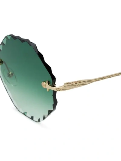 Shop Chloé Eyewear Bevelled Edge Round Frame Sunglasses - Brown