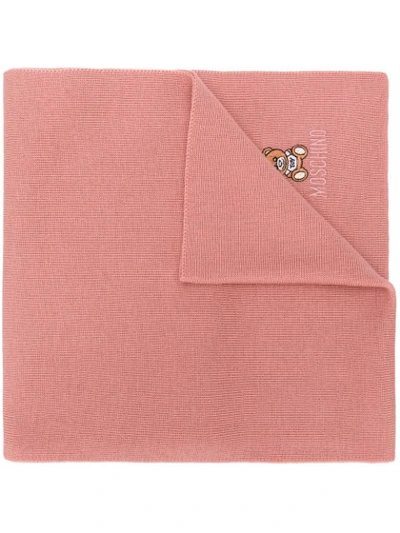 Shop Moschino Teddy Knitted Scarf - Pink