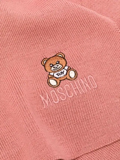 Shop Moschino Teddy Knitted Scarf - Pink