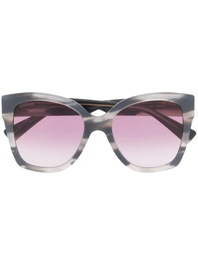 Shop Gucci Oversized Sunglasses In Grey