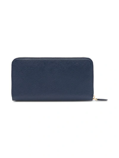 Shop Prada Logo-plaque Leather Wallet In Blue