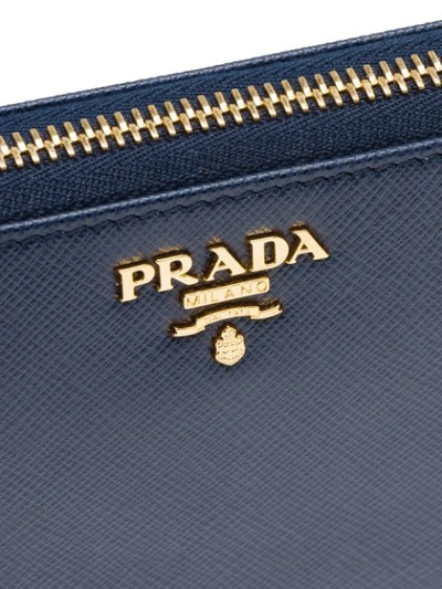 Shop Prada Logo-plaque Leather Wallet In Blue