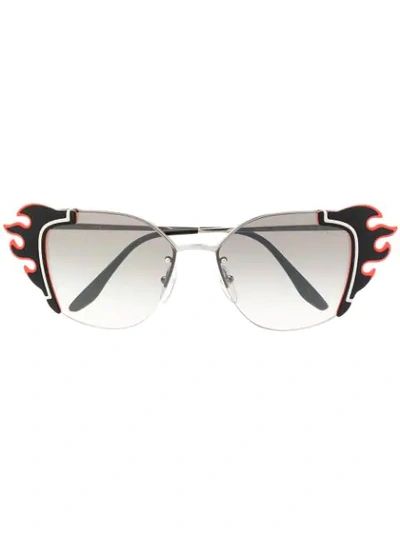 Shop Prada Flame Shaped Sunglasses In Black