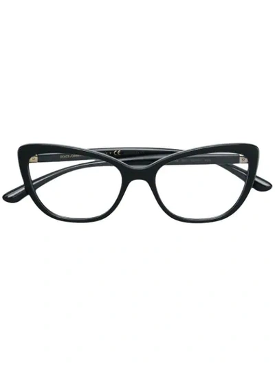 Shop Dolce & Gabbana Cat-eye Metal Embellished Glasses In Black
