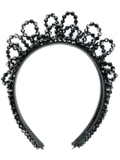 Shop Simone Rocha Crown Style Beaded Headband In Black