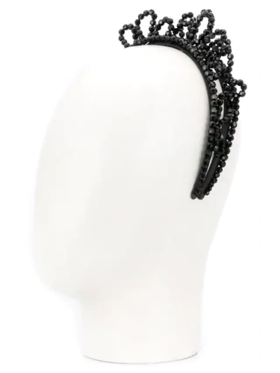 Shop Simone Rocha Crown Style Beaded Headband In Black