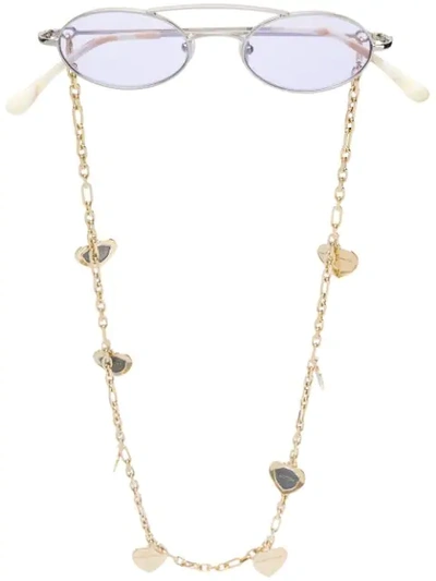Shop Alessandra Rich X  Ovale Sonnenbrille In Silver
