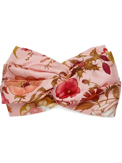 Shop Gucci Floral-print Headband In Pink