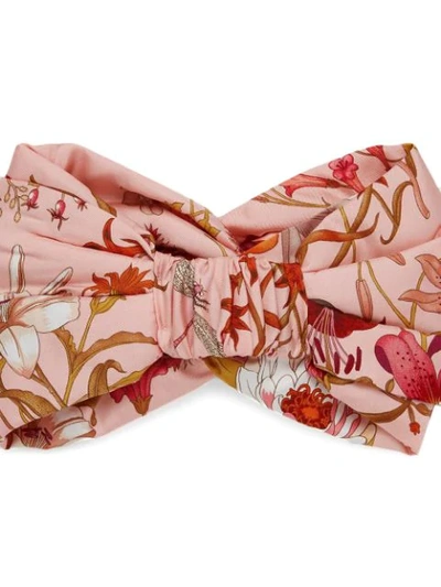 Shop Gucci Floral-print Headband In Pink