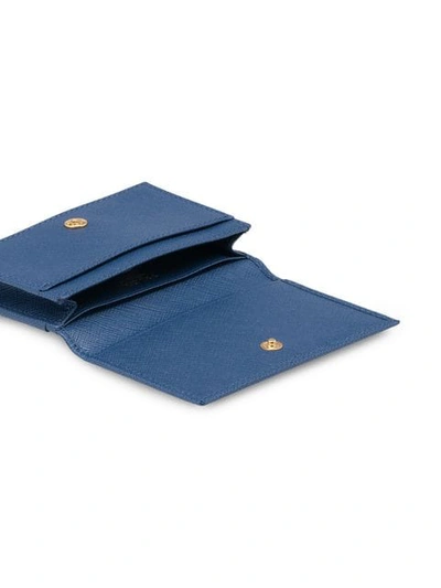 Shop Prada Logo Cardholder Wallet In Blue