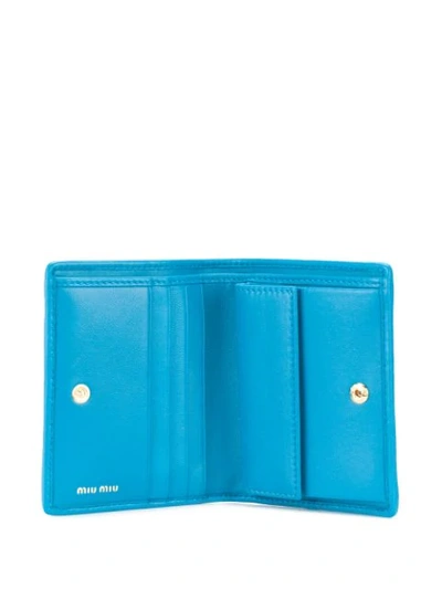 Shop Miu Miu Matelassé Leather Wallet In Blue