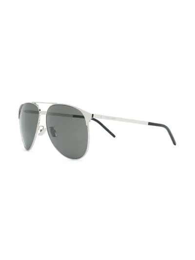 Shop Saint Laurent Aviator Sunglasses In Metallic