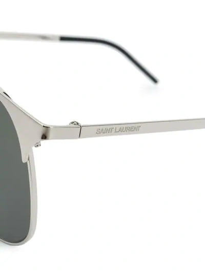 Shop Saint Laurent Aviator Sunglasses In Metallic