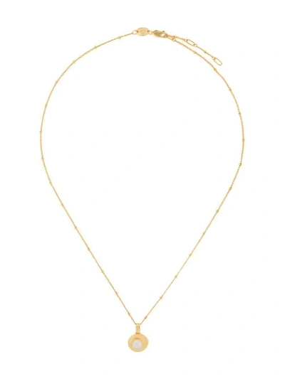 Shop Northskull Pearl Medallion Necklace In Gold