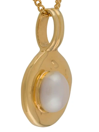Shop Northskull Pearl Medallion Necklace In Gold