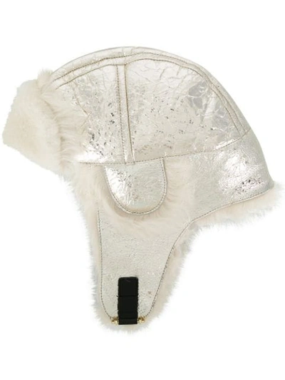 Shop Yves Salomon Metallic Finish Hat In Silver