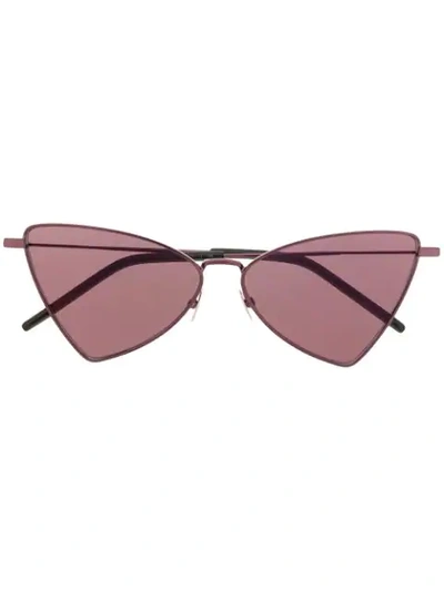 Shop Saint Laurent Triangular Frame Sunglasses In Pink