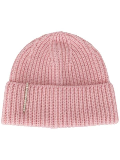 Shop Federica Moretti Pearl-embellished Beanie Hat In Pink