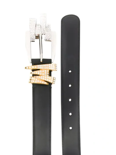 Shop Versace Embellished Belt In Black