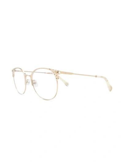 Shop Chloé Cat Eye Frame Glasses In Metallic