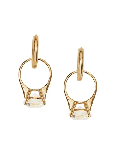 Shop Burberry Crystal Ring Detail Gold-plated Hoop Earrings