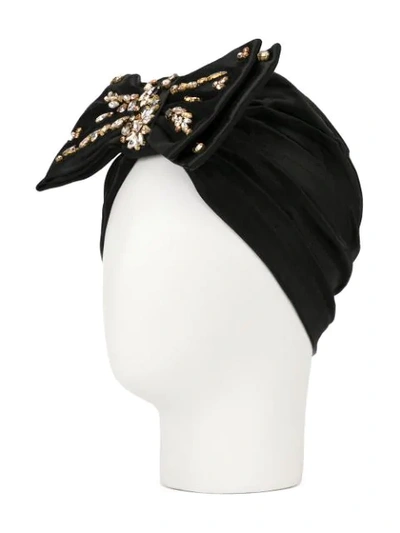 Shop Mary Jane Claverol Crystal Embellished Turban In Black
