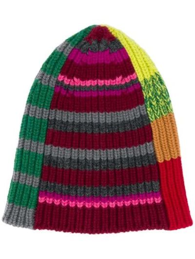Shop Colville Striped Panel Beanie In Green