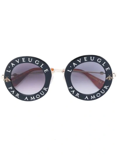 Shop Gucci L'aveugle Par Amour Sunglasses In Black