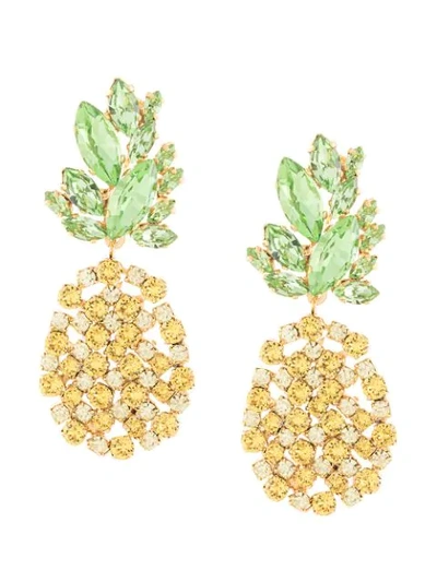 Shop Shourouk Pineapple Drop Earrings In Yellow