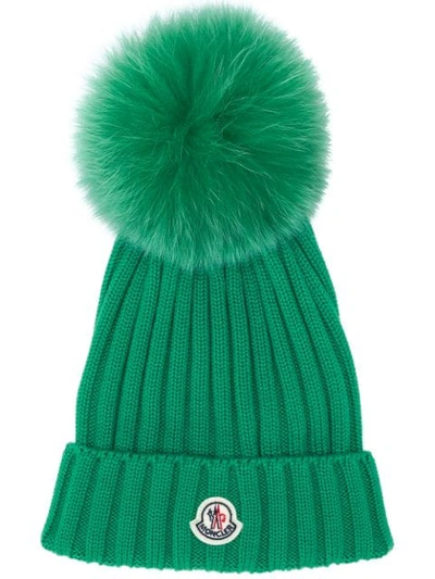 Shop Moncler Branded Beanie - Green