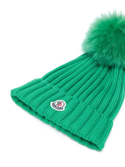 Shop Moncler Branded Beanie - Green