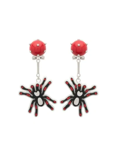 Shop Prada Spider Clip Earrings In Red