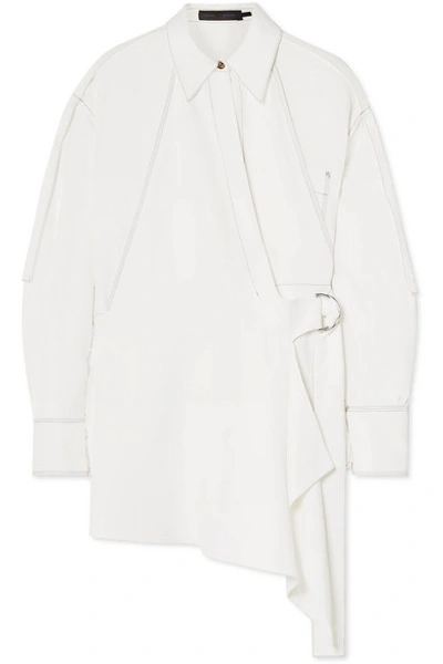 Shop Proenza Schouler Belted Draped Gabardine Shirt In White